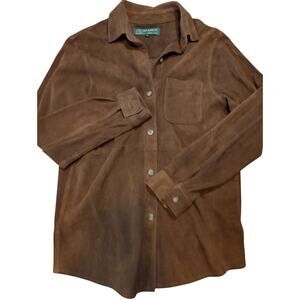 Arandu Genuine Suede Leather Shirt Unisex XS Chocolate Brown Western